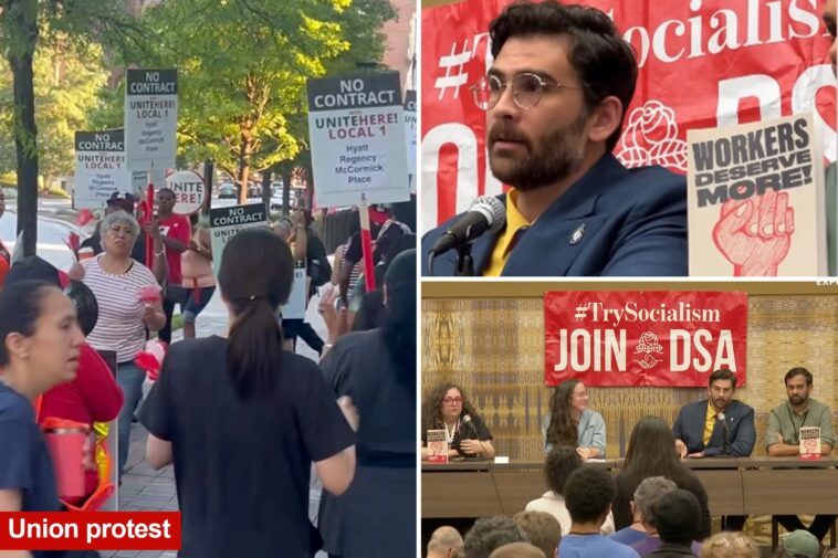 hotel-staff-protest-outside-chicago-hyatt-where-dsa-touting-its-‘workers-deserve-more’-program