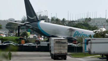 amazon-cargo-jet-skids-off-runway,-bursts-into-flames-outside-miami-airport