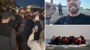 hundreds-of-demonstrators-face-off-with-uk-police-to-protest-boats-carrying-migrants-across-channel