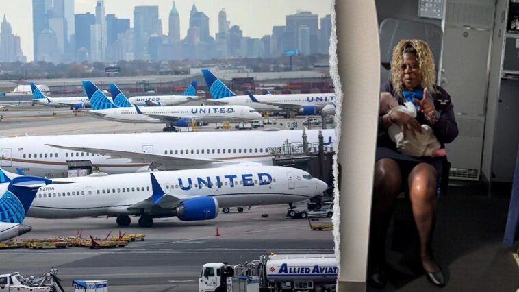 united-flight-attendant-makes-quick-save,-catching-baby-that-was-about-to-fall-from-‘exhausted’-mom’s-lap