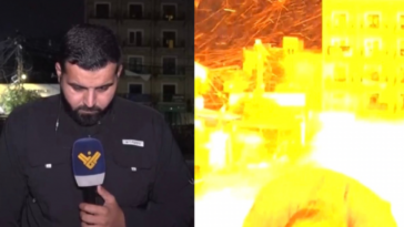 viral-clip-shows-pro-terrorist-reporter-for-hezbollah-controlled-station-nearly-being-hit-by-israeli-airstrike-in-lebanon-(video)