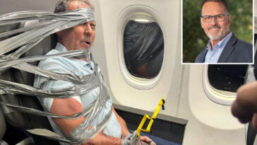realtor-duct-taped-after-mid-flight-n-word-meltdown-arrested-within-minutes-of-landing,-new-video-shows