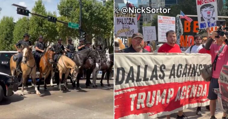 watch:-dozens-of-riot-police,-anti-trump-crowd-engage-in-full-on-standoff-outside-rnc-–-arrests-made
