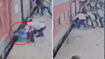terrifying-moment-as-indian-man-gets-dragged-after-getting-stuck-between-train-and-platform