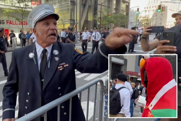 ny-firefighter-goes-viral-after-ripping-into-‘anti-american’-protester-wrapped-in-palestinian-flag-near-ground-zero