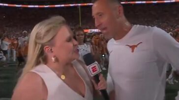 texas’-steve-sarkisian-abruptly-ends-espn-postgame-interview:-‘texas-fight’