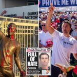 charlie-kirk-statue-vandalized-outside-tpusa’s-phoenix-hq-days-after-it-was-unveiled