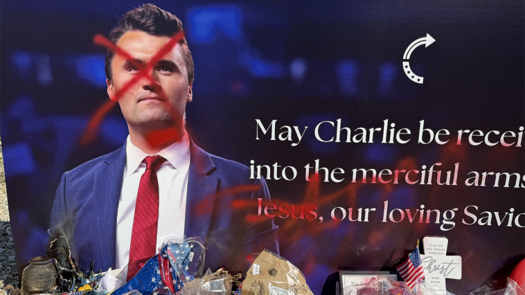 charlie-kirk-statue-defaced-with-red-paint,-jesus-crossed-out-days-after-1-year-mark-of-assassination