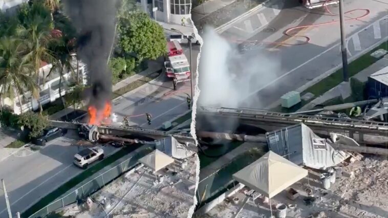 construction-rig-collapses-on-3-cars-in-miami,-traps-workers-as-fire-erupts