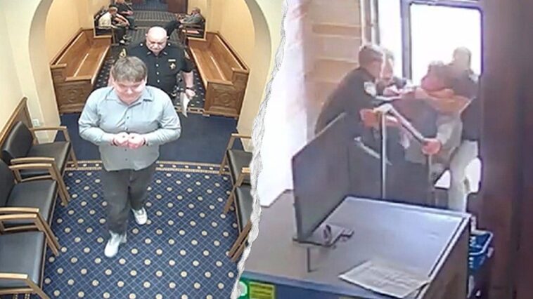 watch:-handcuffed-inmate-breaks-free,-punches-deputy-in-wild-courthouse-escape-attempt
