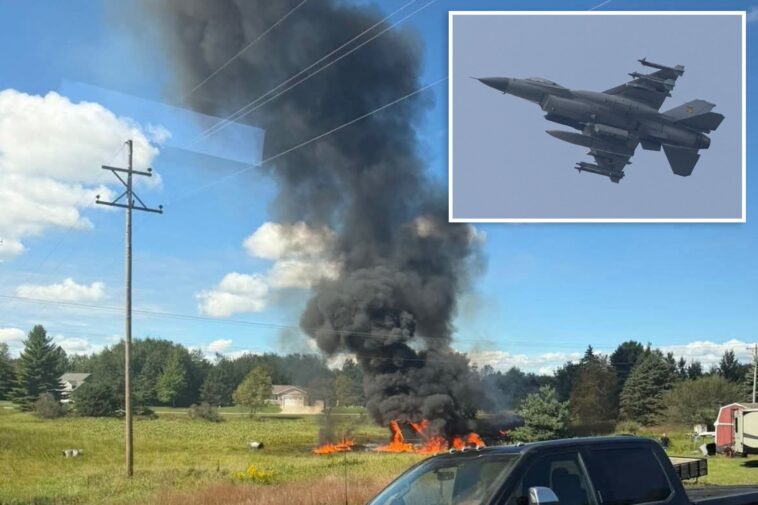 f-16-fighter-jet-crashes-in-michigan-as-pilot-ejects-and-is-rushed-to-hospital