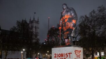 pro-palestine-activist-who-spray-painted-london’s-churchill-statue-avoids-punishment