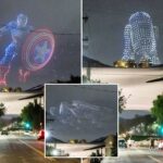 captain-america,-r2-d2-fly-above-lucas-museum-of-narrative-art-on-opening-night-in-dazzling-drone-light-show:-photos