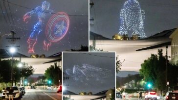 captain-america,-r2-d2-fly-above-lucas-museum-of-narrative-art-on-opening-night-in-dazzling-drone-light-show:-photos