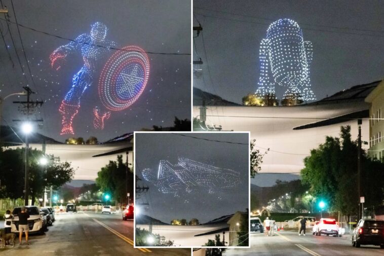 captain-america,-r2-d2-fly-above-lucas-museum-of-narrative-art-on-opening-night-in-dazzling-drone-light-show:-photos