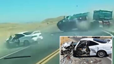 horrific-moment-sports-car-crosses-california-highway-and-flips-massive-truck-and-trailer