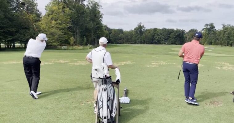 president-trump-practices-his-swing-with-golf-star-bryson-dechambeau-(video)