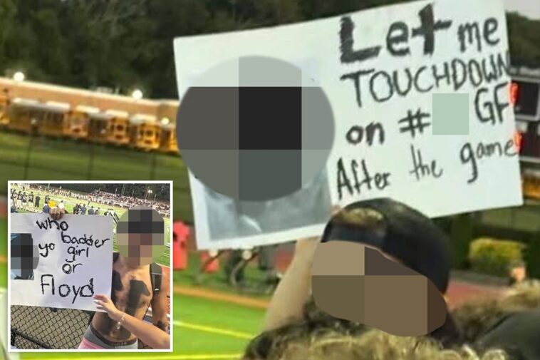 long-island-high-schoolers-taunt-football-rivals-with-sickening-signs-with-girlfriend’s-pictures,-names