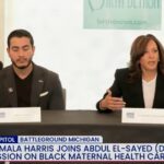 abdul-el-sayed-looks-miserable-as-kamala-harris-awkwardly-shouts-about-dei-during-campaign-event-about-“black-birthing-people”-(video)
