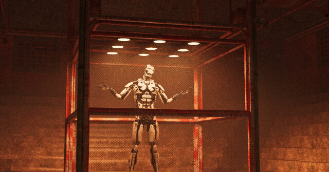 watch:-robot-kicks-influencer-to-floor-in-man-vs.-machine-cage-fight