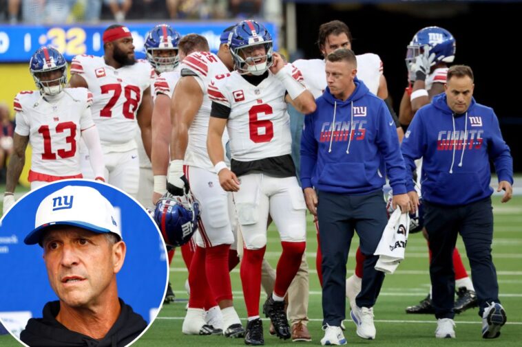 john-harbaugh-says-‘all-options-are-open’-as-jaxson-dart-leaves-giants-qb-void
