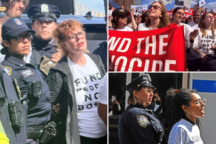 susan-sarandon-among-celebs,-lefty-pols-cuffed-near-un-while-calling-for-netanyahu’s-arrest-during-protest