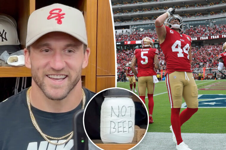 49ers-star-kyle-juszczyk-trolls-nfl’s-drinking-celebration-fine-with-locker-room-prop