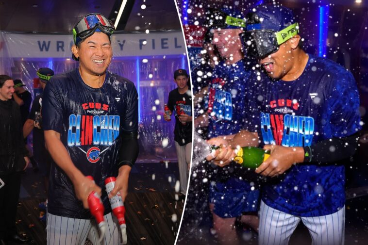 shota-imanaga-blasts-himself-in-face-with-beer-in-wild-cubs-celebration