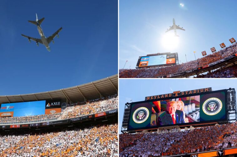 air-force-one-does-majestic-flyover-before-trump-attends-highly-anticipated-texas-tennessee-game