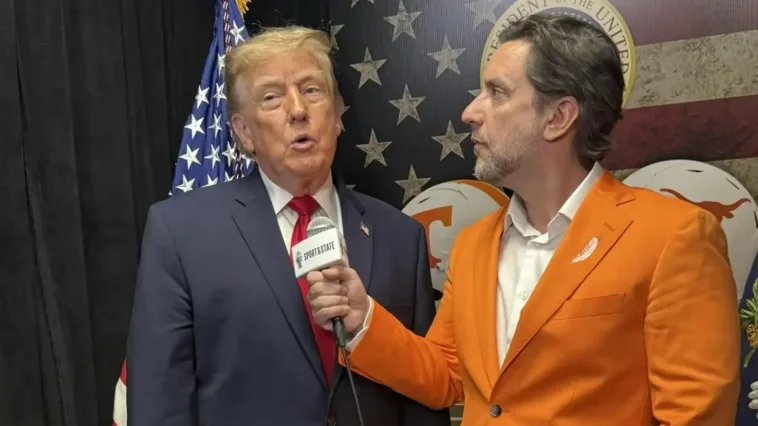 exclusive:-clay-travis-interviews-president-donald-trump-during-tennessee-texas-game