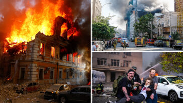 russian-drones-hammer-apartments,-offices-and-a-cultural-landmark-in-kyiv,-killing-at-least-7