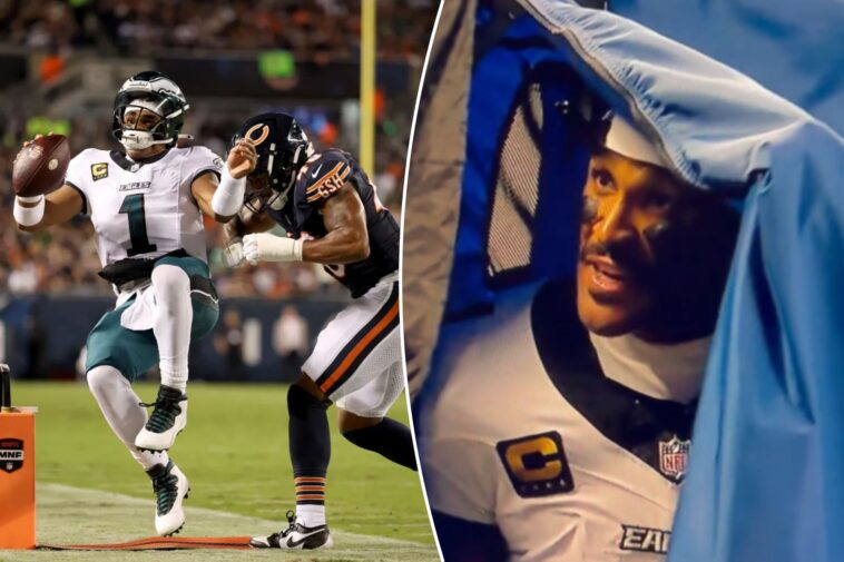 jalen-hurts’-nsfw-question-revealed-after-being-sent-to-blue-tent-in-heated-‘mnf’-moment