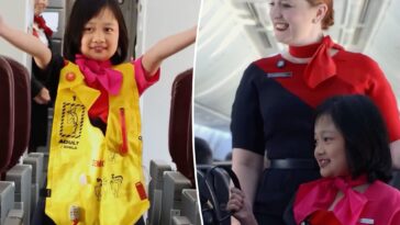 aussie-girl,-12,-living-her-dream-as-qantas-cabin-crewmember-for-a-day-after-overcoming-end-stage-medical-illness