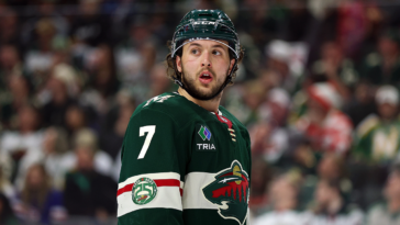 nhl-defenseman-brock-faber-out-indefinitely-after-suffering-skull-fracture-from-shot-to-head