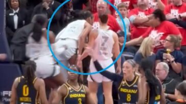 wnba-clown-show:-aja-wilson-trucks-over-sophie-cunningham-then-goes-at-fan-for-pointing-at-her-–-then-former-player-goes-at-same-fan-for-pointing!-(video)
