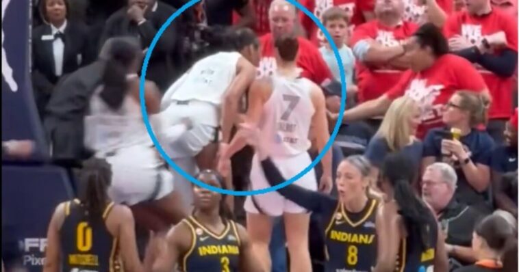 wnba-clown-show:-aja-wilson-trucks-over-sophie-cunningham-then-goes-at-fan-for-pointing-at-her-–-then-former-player-goes-at-same-fan-for-pointing!-(video)