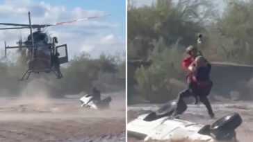 arizona-sheriff’s-helicopter-crew-rescues-man-stranded-atop-overturned-truck-in-rapidly-rising-floodwaters