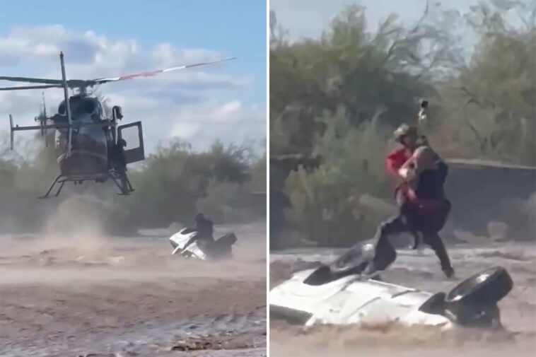 arizona-sheriff’s-helicopter-crew-rescues-man-stranded-atop-overturned-truck-in-rapidly-rising-floodwaters