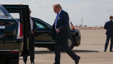 rain-or-shine:-trump-rushes-to-oklahoma-rally-by-highway-after-severe-weather-grounds-him