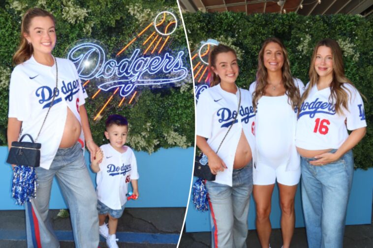 pregnant-dodger-wags-show-off-baby-bumps-in-game-1-of-nlds