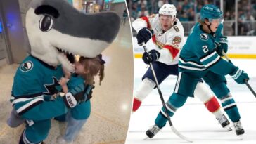 san-jose-sharks-mascot-gives-young-fan-a-terrifying-surprise