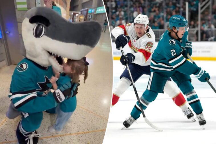 san-jose-sharks-mascot-gives-young-fan-a-terrifying-surprise