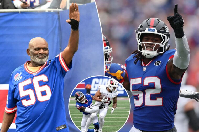 giants’-arvell-reese-puts-on-show-as-lawrence-taylor-has-front-row-seat