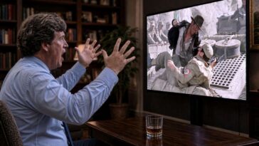 ‘booooo!’-shouts-tucker-carlson-at-the-tv-as-he-watches-indiana-jones-defeat-the-nazis
