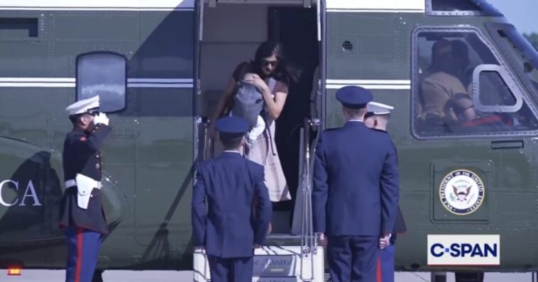 usha-vance-rebounds-after-slipping-on-stairs-of-marine-two-while-carrying-baby-(video)