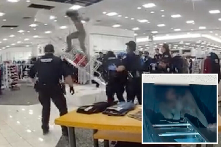 shirtless-burglar-hiding-in-ceiling-of-macy’s-store-dramatically-falls-from-overhead-space:-shocking-video