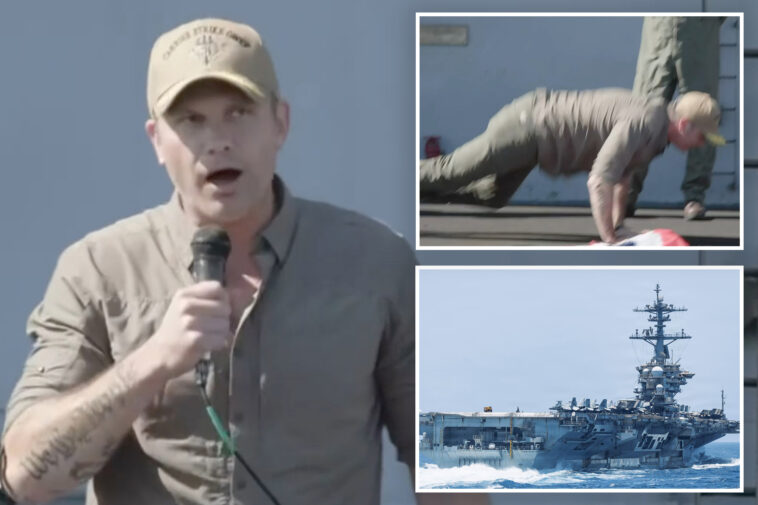 pete-hegseth-does-two-pushups,-gives-hero’s-welcome-to-uss-abraham-lincoln-crew:-‘changed-the-arc-of-history’