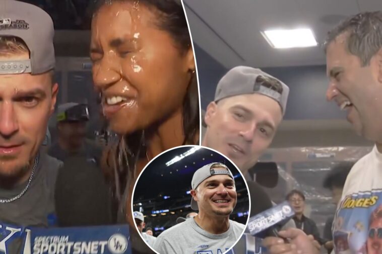 kike-hernandez-drenches-dodgers-media-members-in-wild-nlcs-celebration