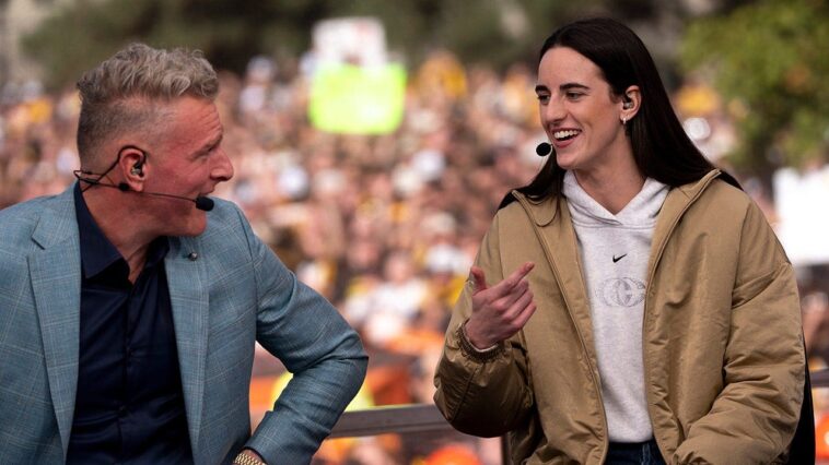 caitlin-clark-joins-pat-mcafee-on-espn’s-‘college-gameday,’-and-left-wing-podcasters-have-a-problem-with-it