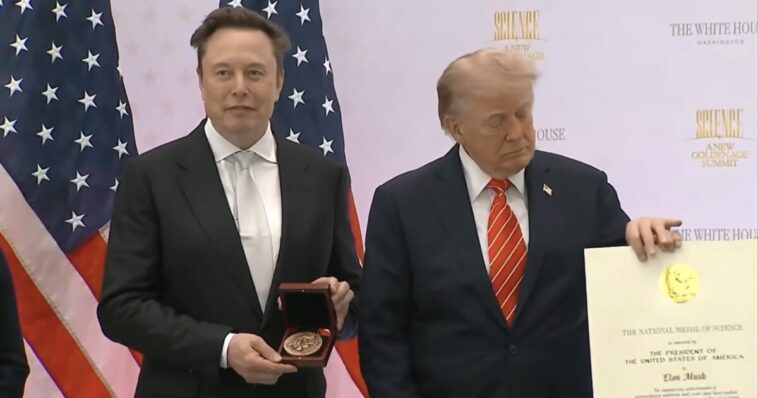 watch:-trump-awards-elon-musk-the-national-medal-of-science,-calls-him-a-“modern-day-thomas-edison”